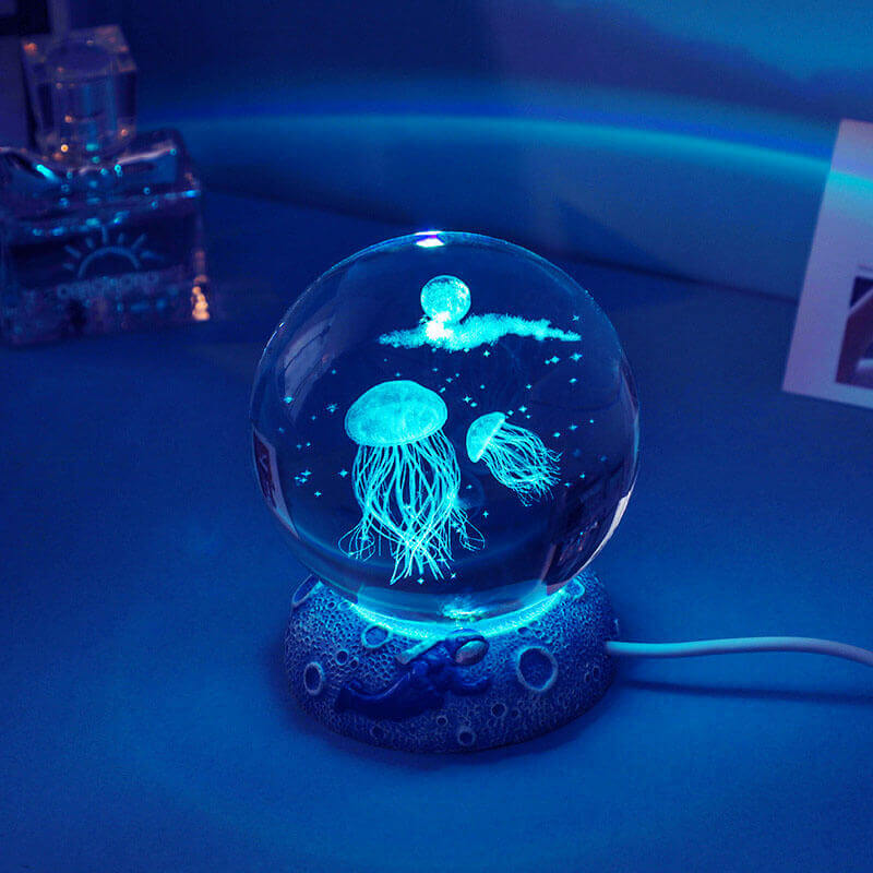 Maliben | Aquaglobe Crystal Ball Night Light | Underwater World Led Lamp | Mood Light & Decor For Home