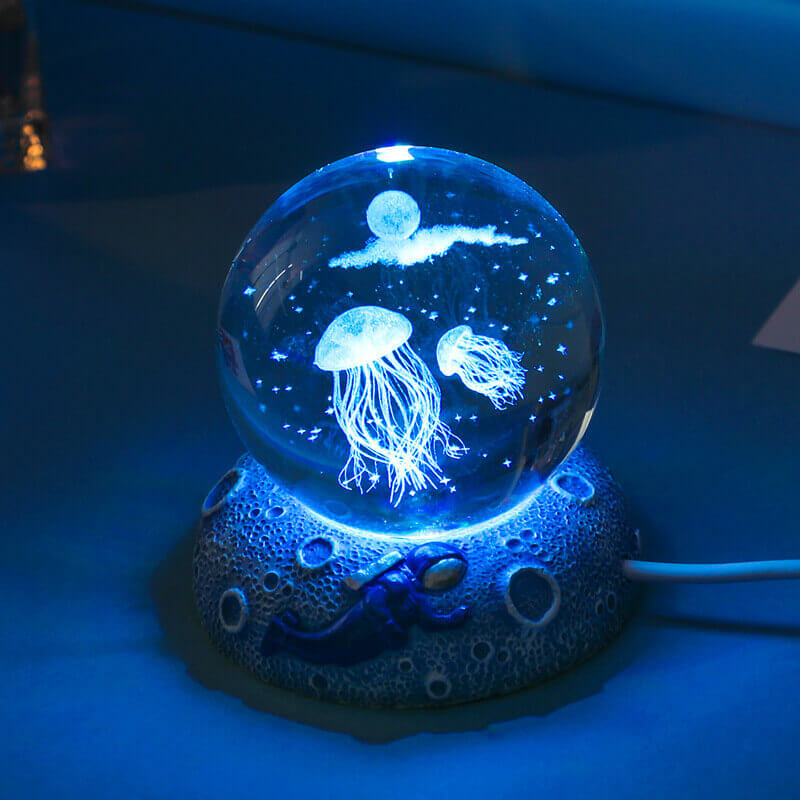 Maliben | Aquaglobe Crystal Ball Night Light | Underwater World Led Lamp | Mood Light & Decor For Home