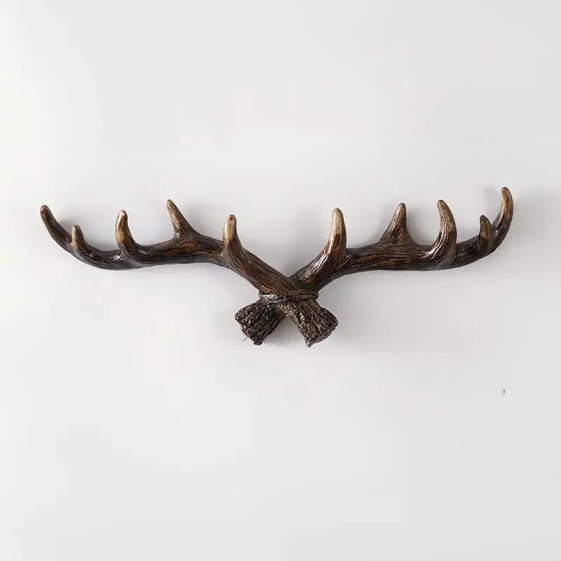 Maliben Vintage Antler Wall Hook — Rustic Resin Coat Rack