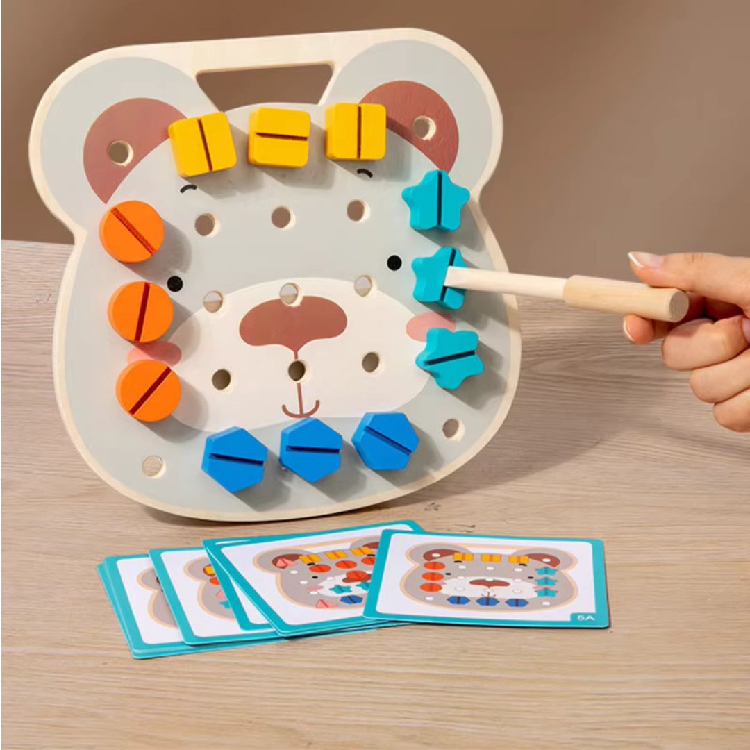 Maliben | Montessori Color Screws Bear Board For Little Craftsmen