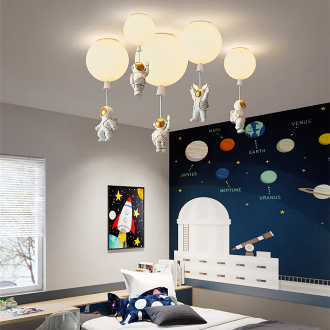 Maliben | Trendy Moon/Astronaut Kids Room Led Ceiling Lamp - Cosmoglow