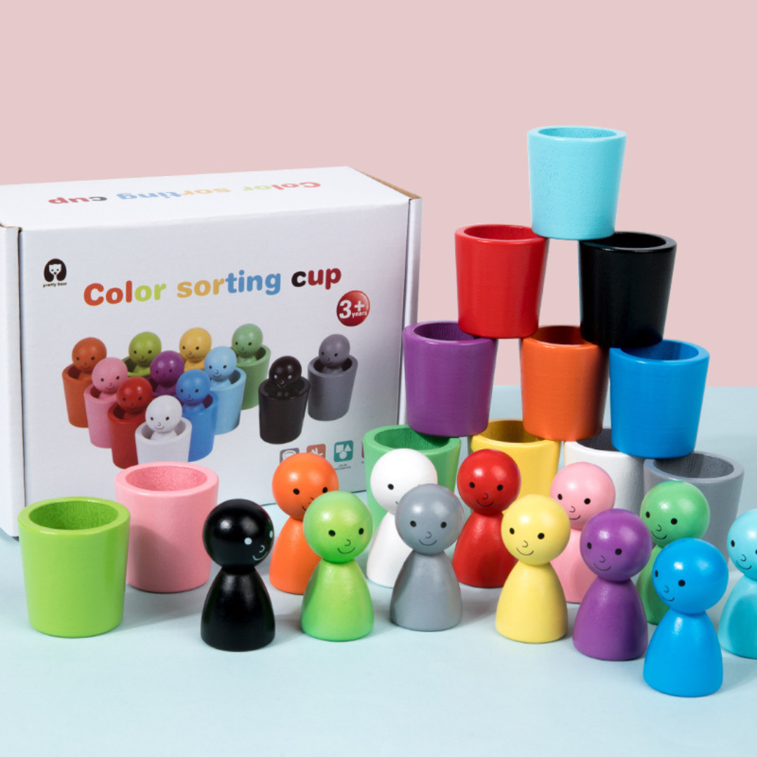 Maliben | Montessori Wooden Colour Sorting Cup Game