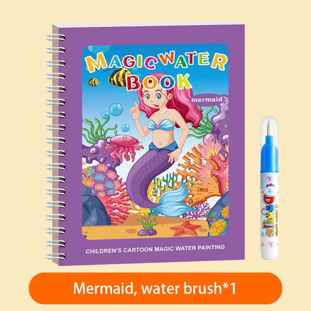 Maliben | Magic Self Erasing Water Painting Book Set With Water Brush (Set Of 6)