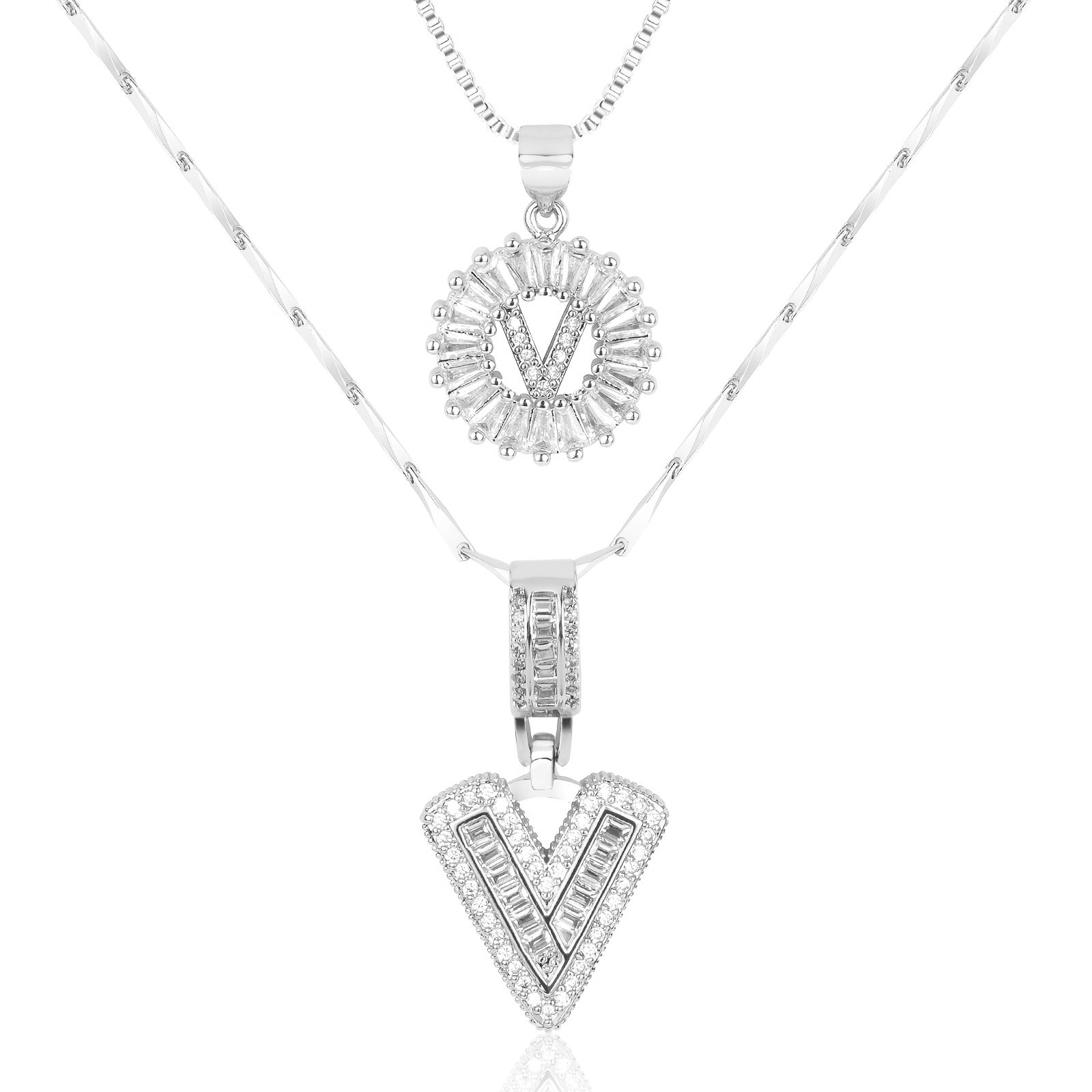 Maliben | 2pc 14k Diamond Letter Initial Necklaces