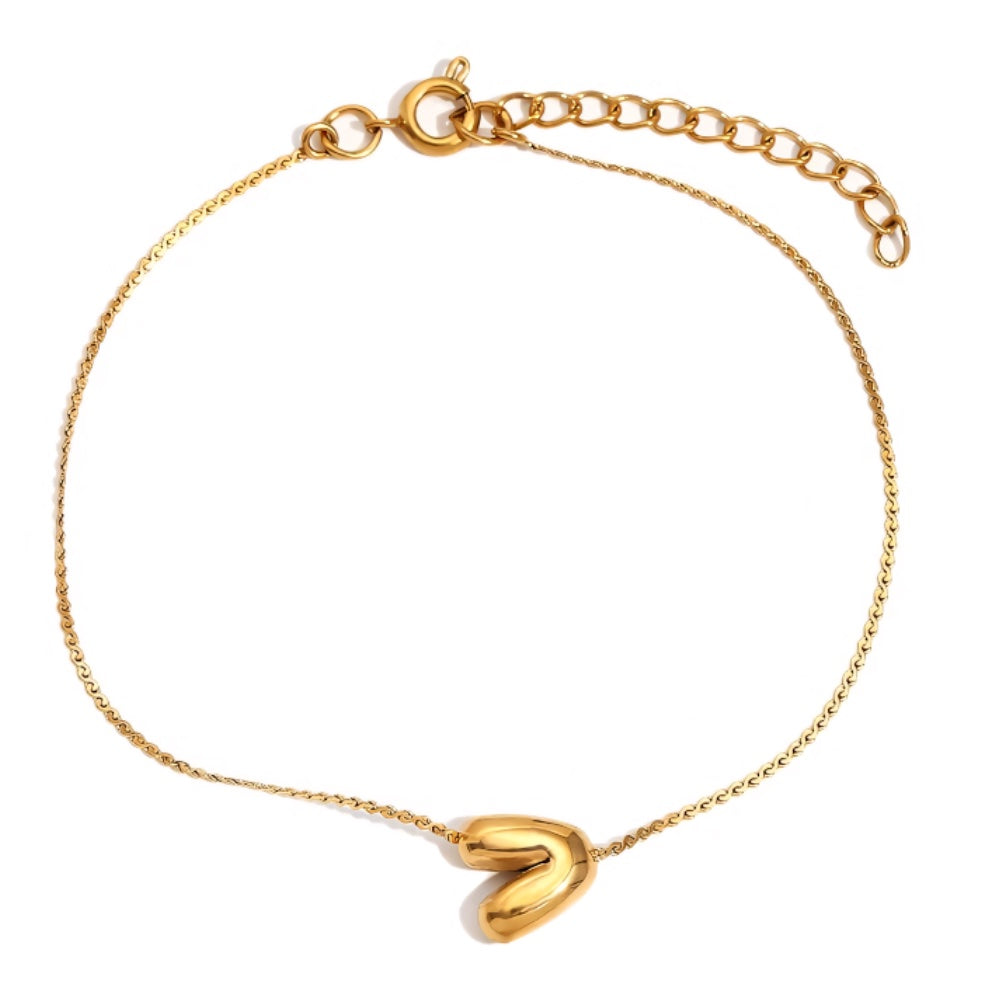 Maliben | Dainty Bubble Letter Initial Bracelet