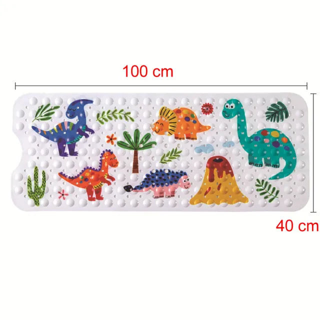 Maliben | Bathyfun | Safe Non-Slip Bath Mat For Children With Strong Suction Cups And Cheerful Cartoon Designs - 100x40 Cm Pvc Bathroom Mat