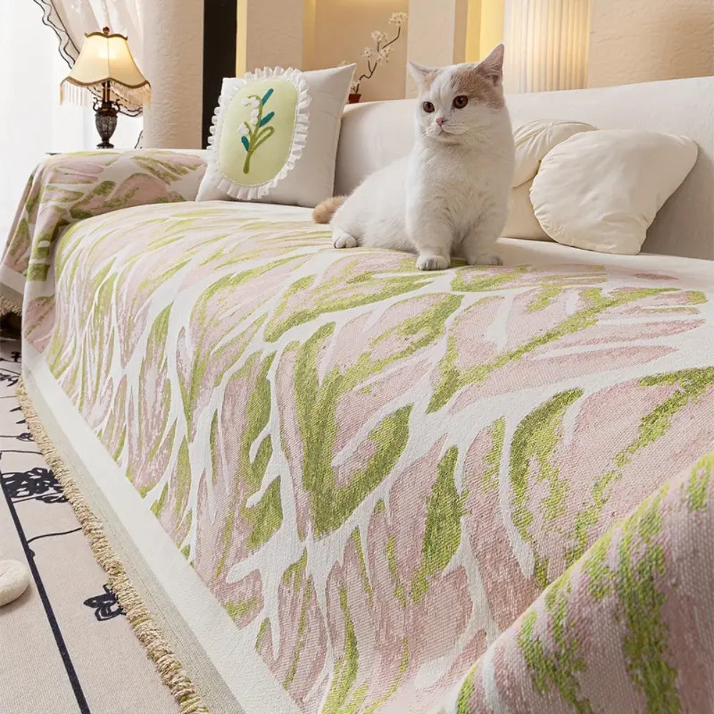 Maliben | Verdure Leaf Pattern Chenille Sofa Cover