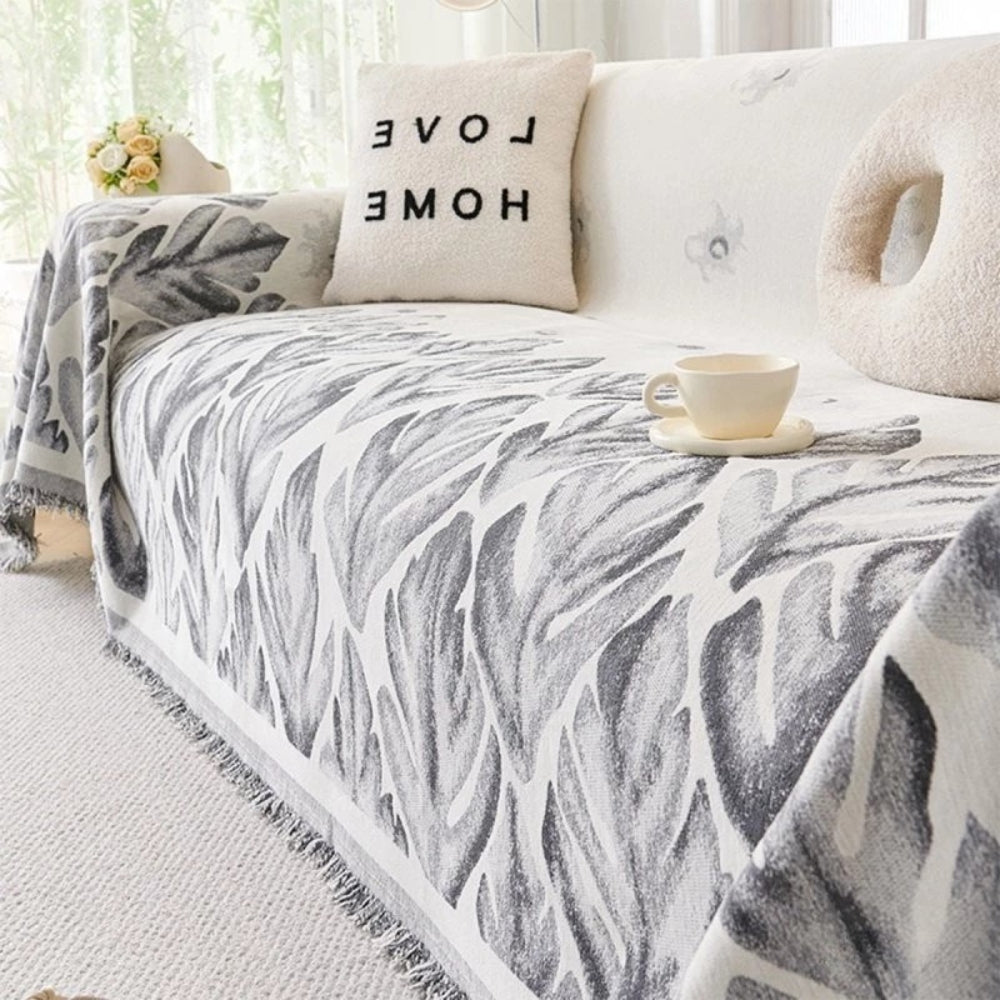 Maliben | Verdure Leaf Pattern Chenille Sofa Cover