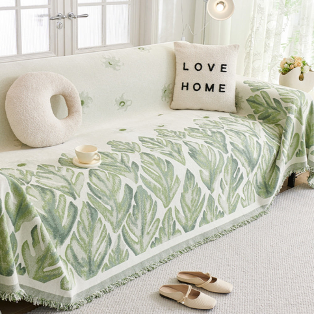 Maliben | Verdure Leaf Pattern Chenille Sofa Cover