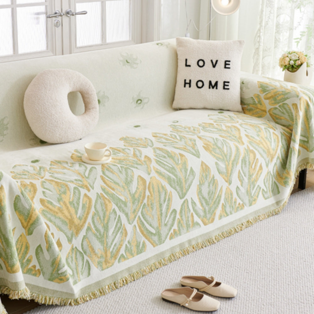 Maliben | Verdure Leaf Pattern Chenille Sofa Cover