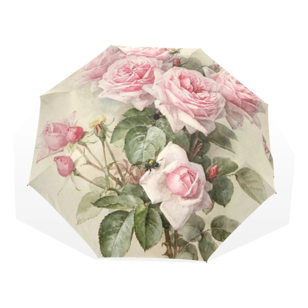Maliben | Automatic Folding Flower Print Umbrella