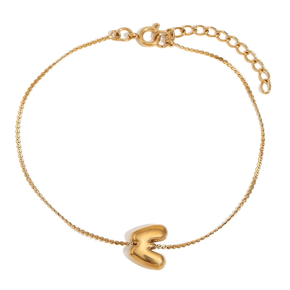 Maliben | Dainty Bubble Letter Initial Bracelet
