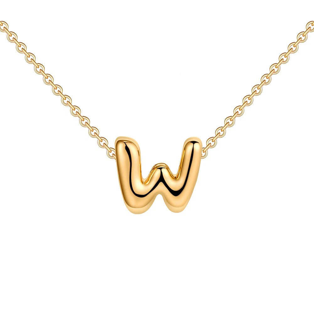 Maliben | Dainty Bubble Letter Initial Necklace