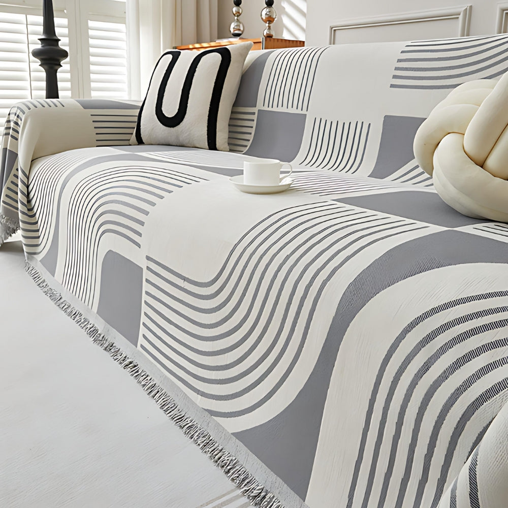 Maliben | Wavy Stripe Boho Sofa Cover