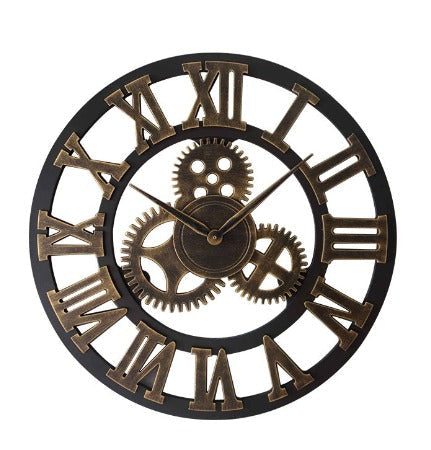 Maliben | Retro Industrial Wooden Wall Clock – Ironwood