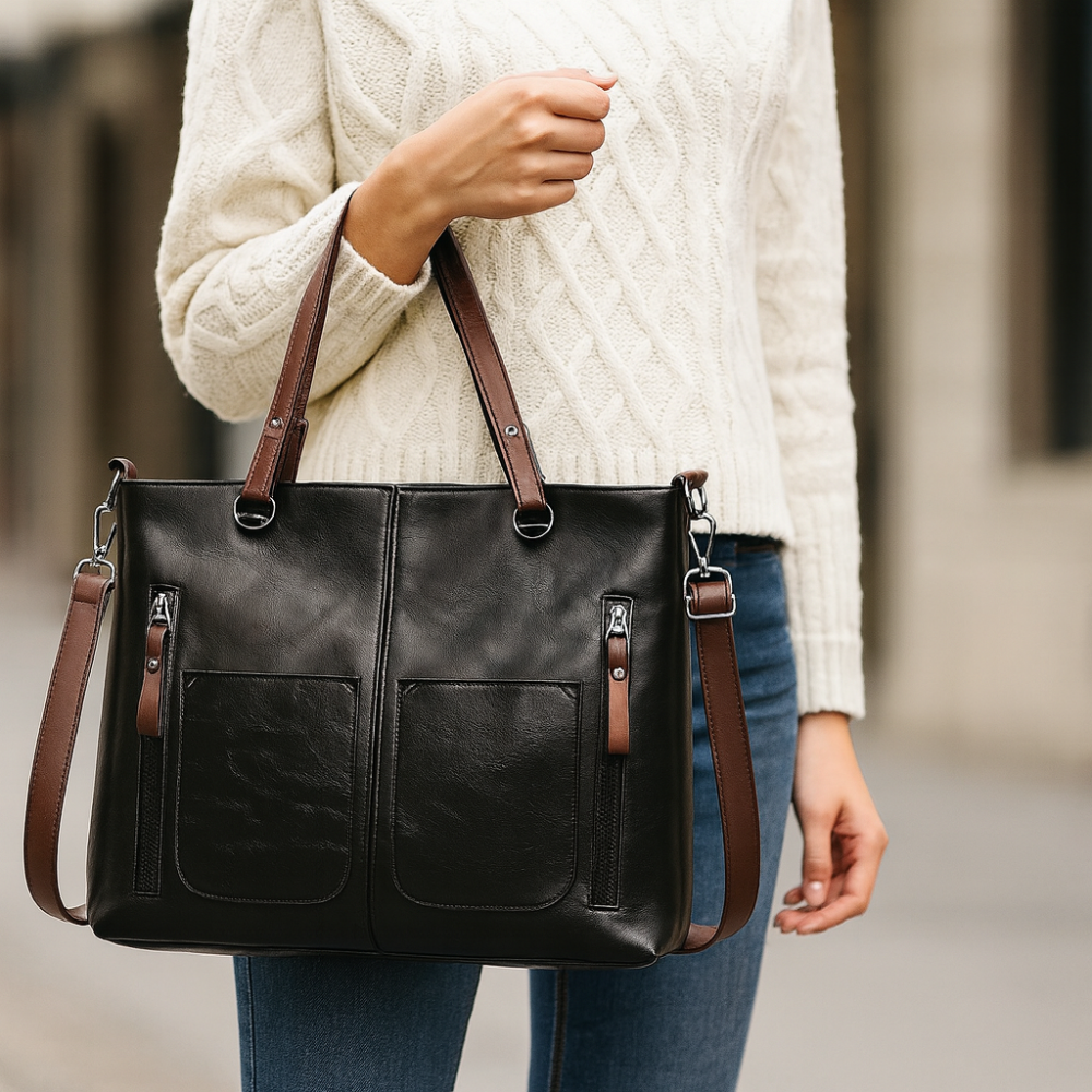 Maliben | Women’S Leather Tote Handbag Shoulder Crossbody Multi Compartments