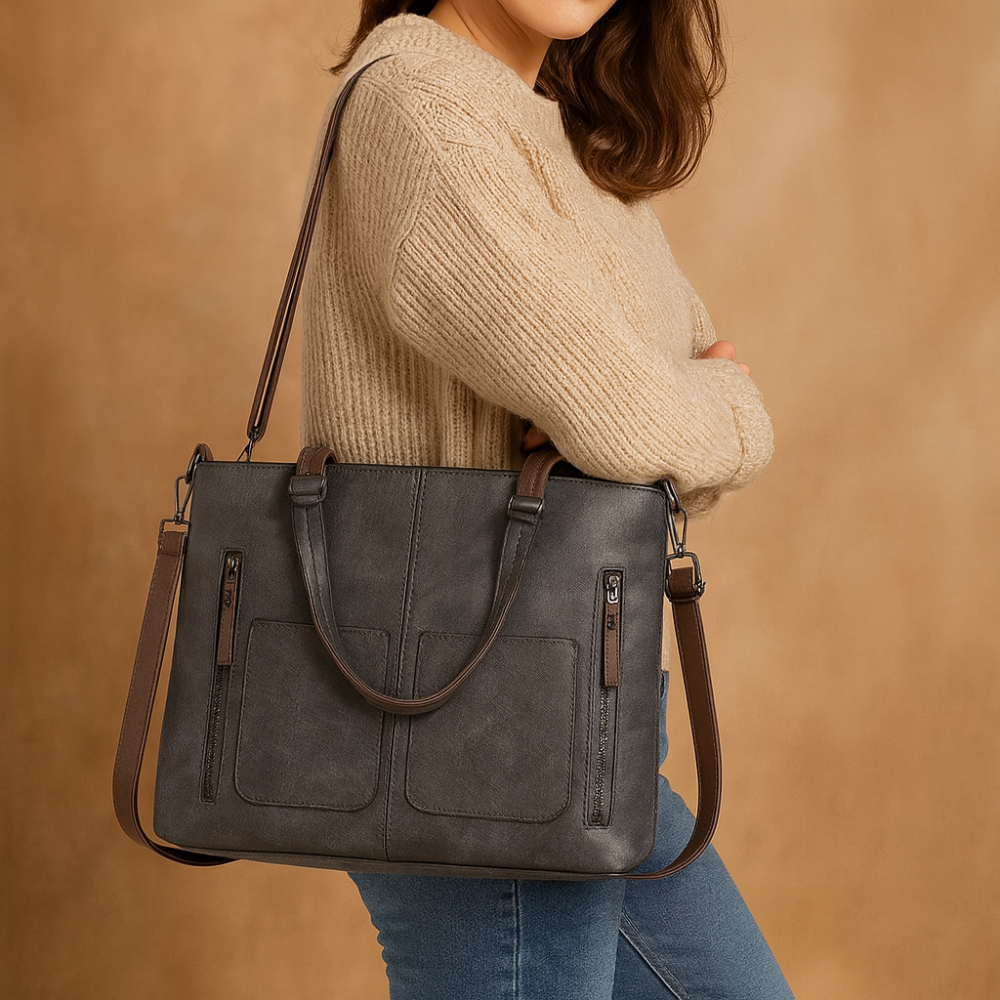Maliben | Women’S Leather Tote Handbag Shoulder Crossbody Multi Compartments