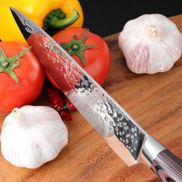 Maliben | Santoku Japanese Chef Knife 8" Hand Sharpened High Carbon Steel Knife