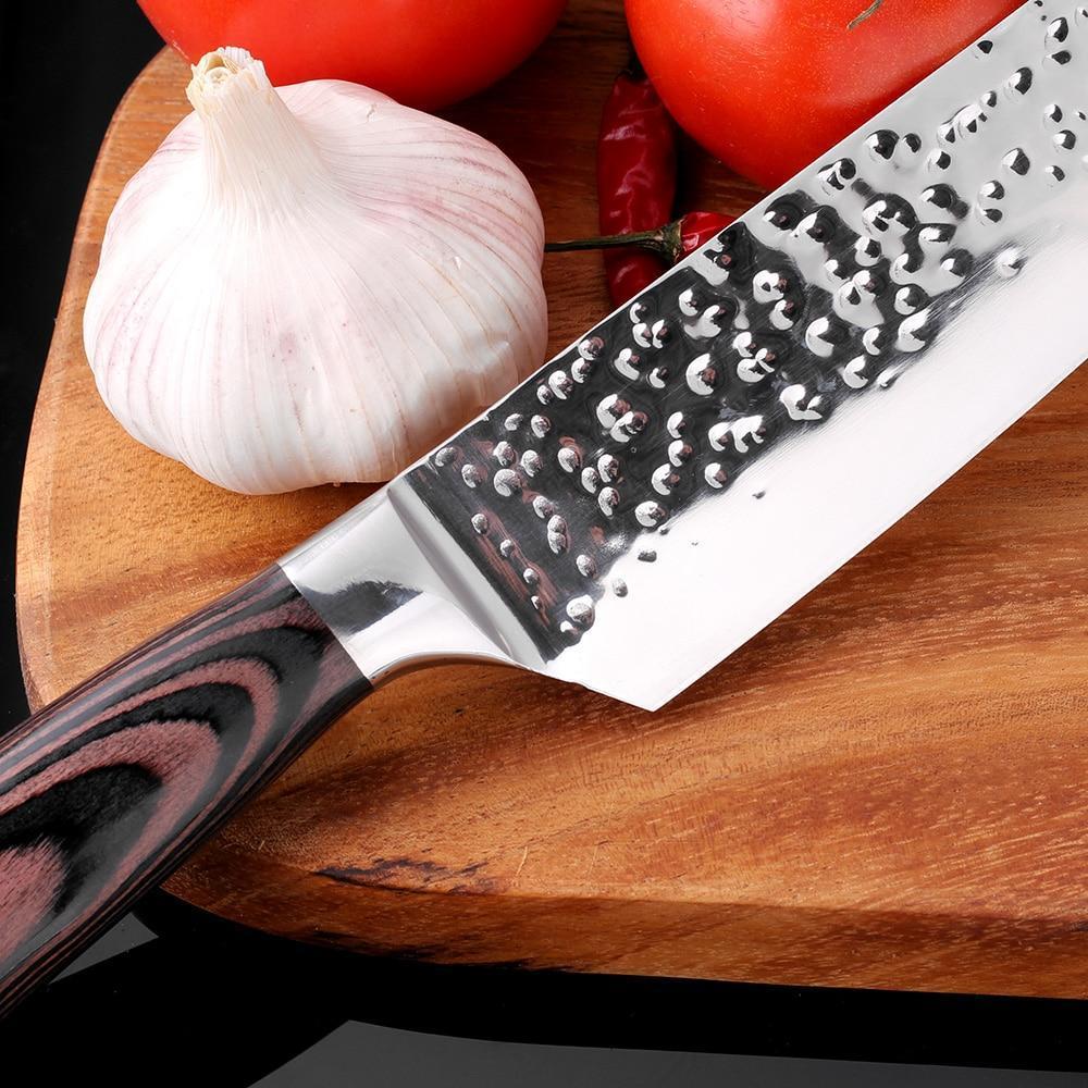 Maliben | Santoku Japanese Chef Knife 8" Hand Sharpened High Carbon Steel Knife