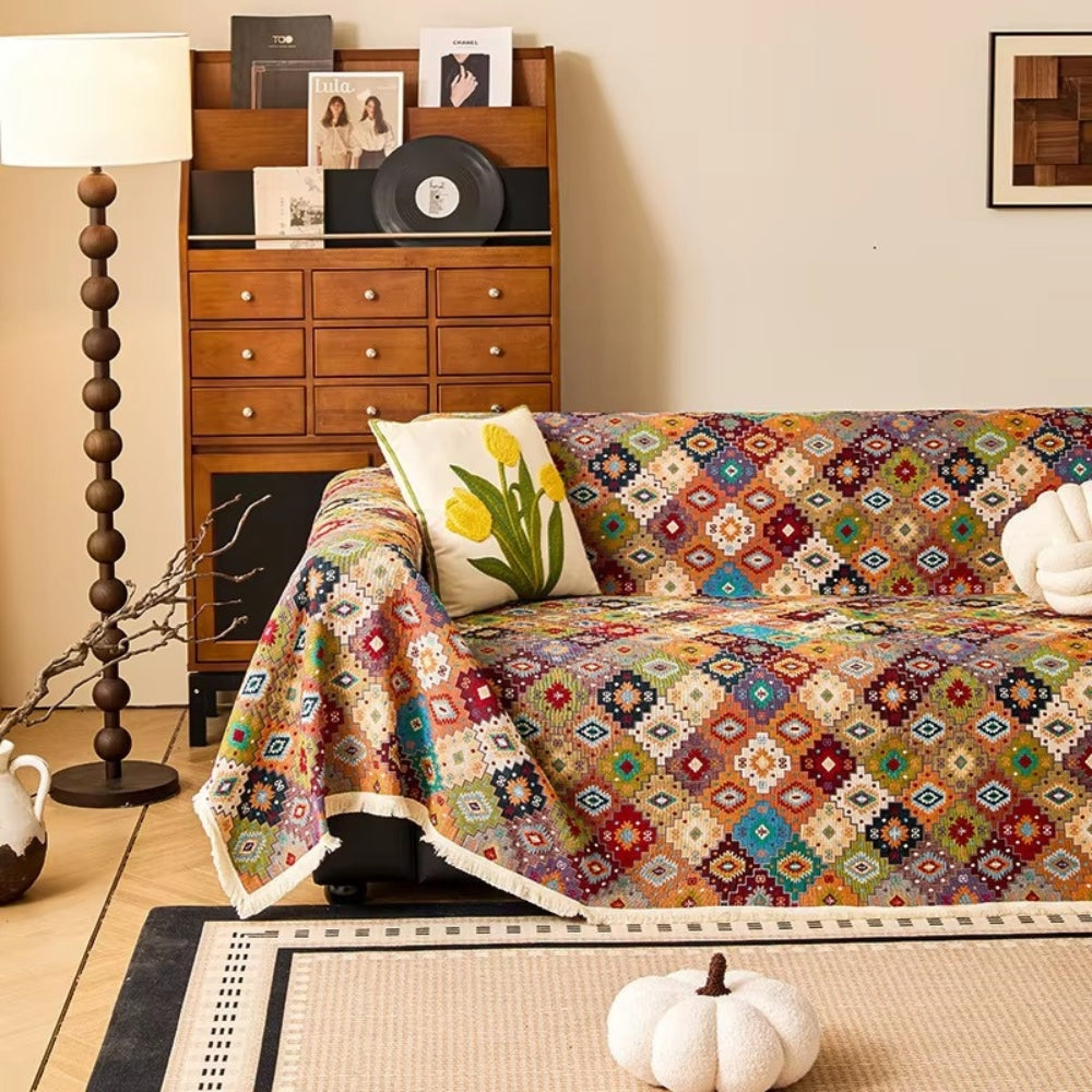 Maliben | Zahara Geometric Tribal Kilim Sofa Cover