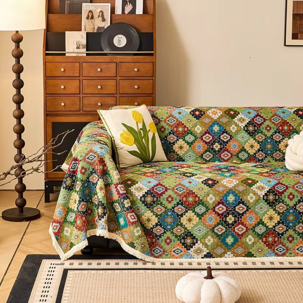 Maliben | Zahara Geometric Tribal Kilim Sofa Cover