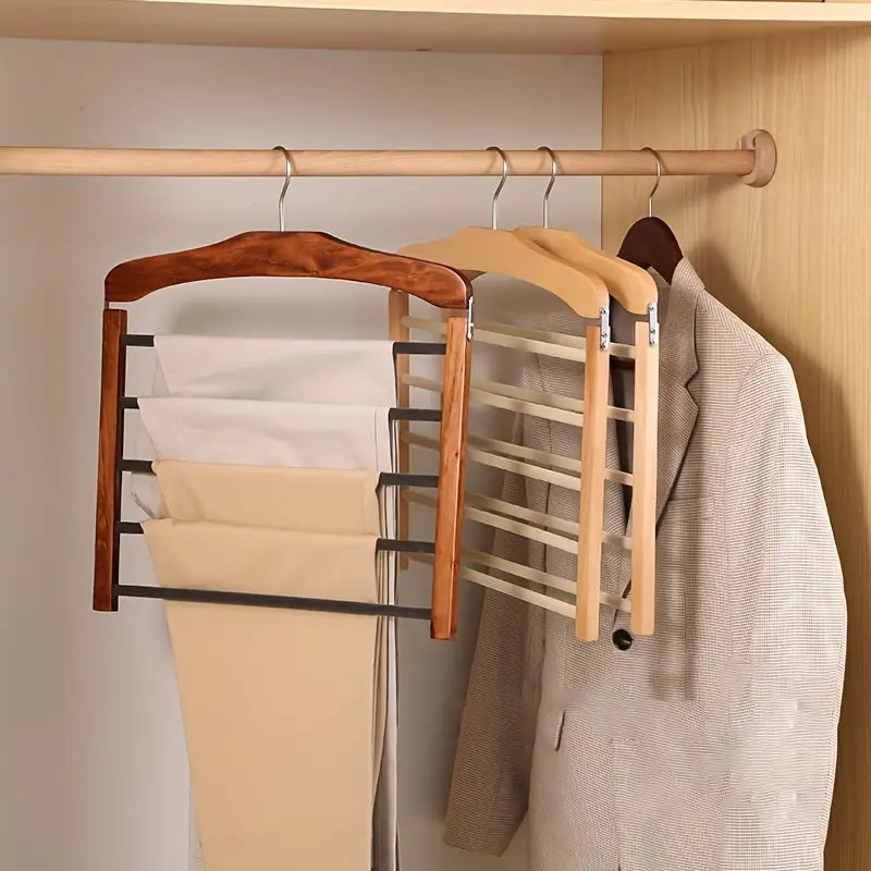Maliben | Space-Saving Wooden Multi-Pants Hanger