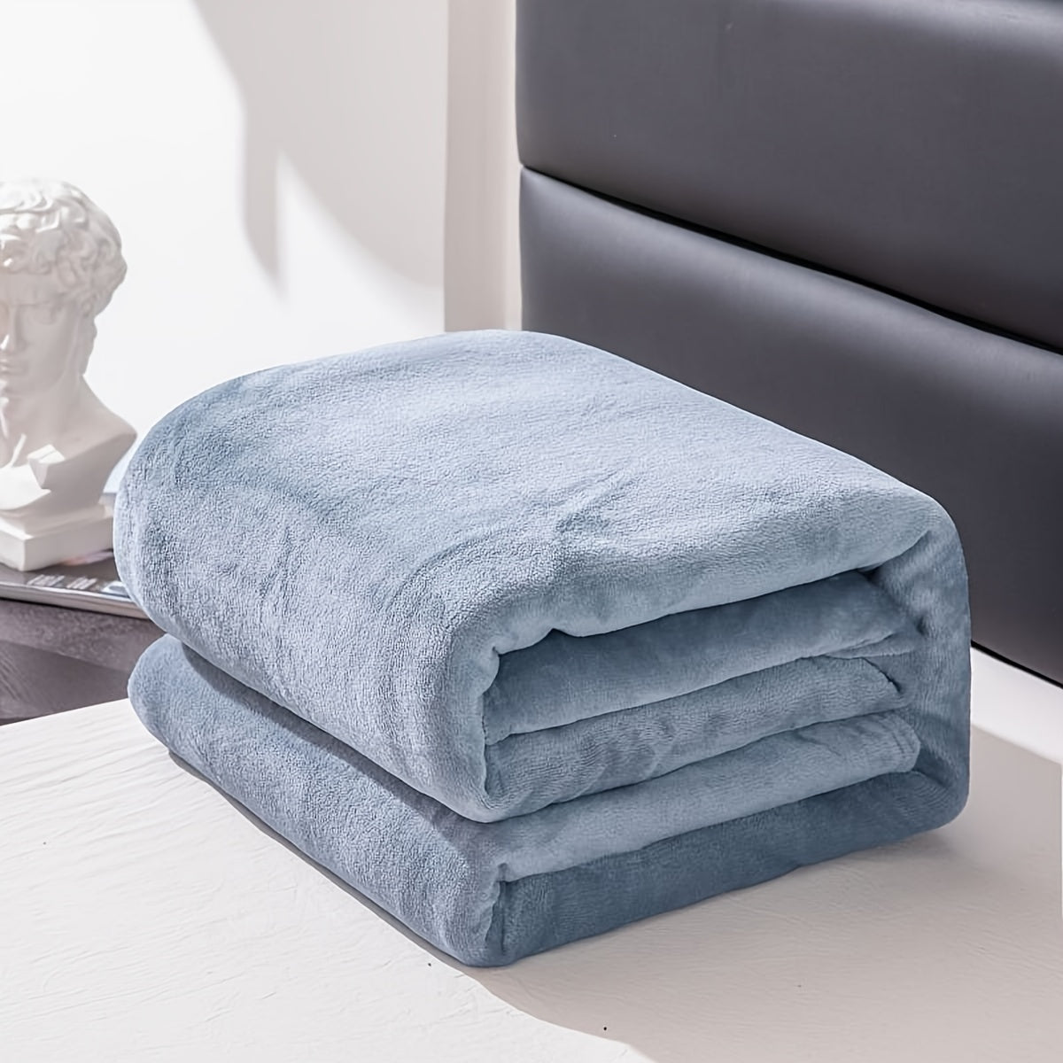 Maliben Soft and warm gray flannel blanket for all seasons