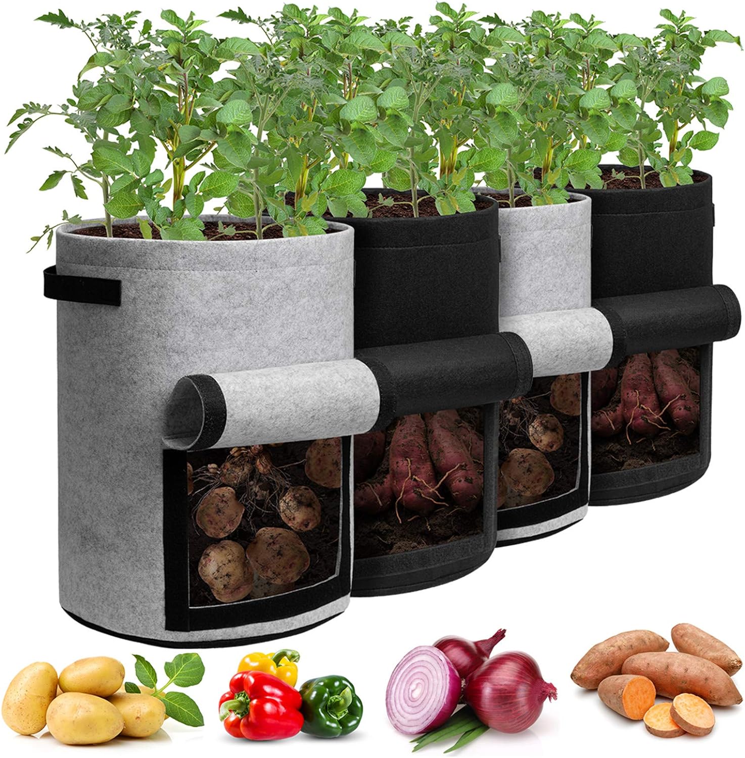 Maliben | 5/7/10/15 Gallon Potato Planting Growing Thickened Nonwoven Plant Fabric Pot Nursery Bags For Home Gardening