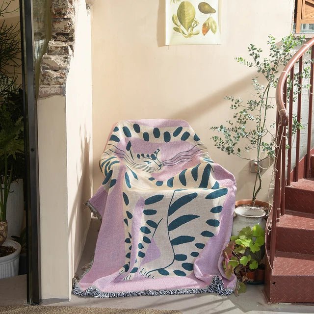 Maliben Abstract Woven Wall Tapestry Throw Blanket