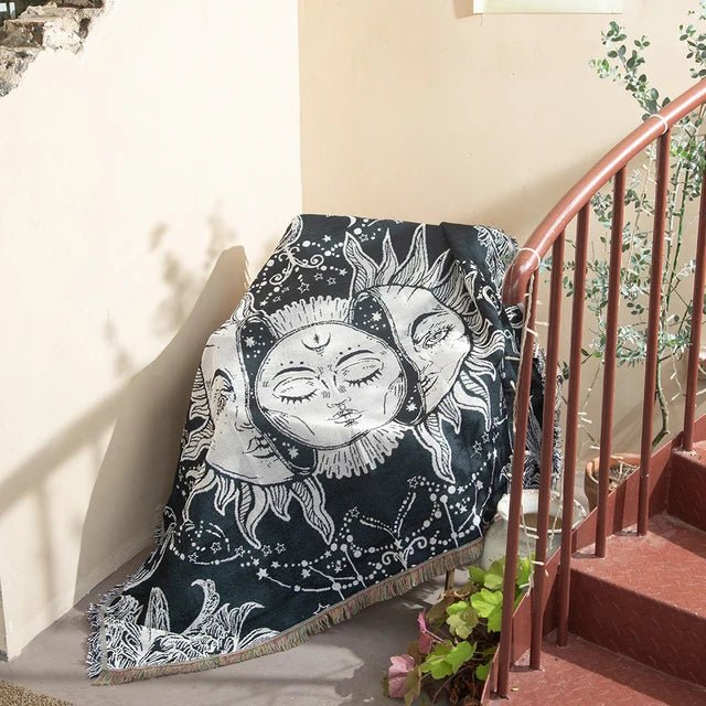 Maliben Abstract Woven Wall Tapestry Throw Blanket