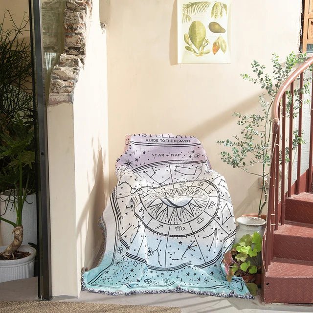 Maliben Abstract Woven Wall Tapestry Throw Blanket