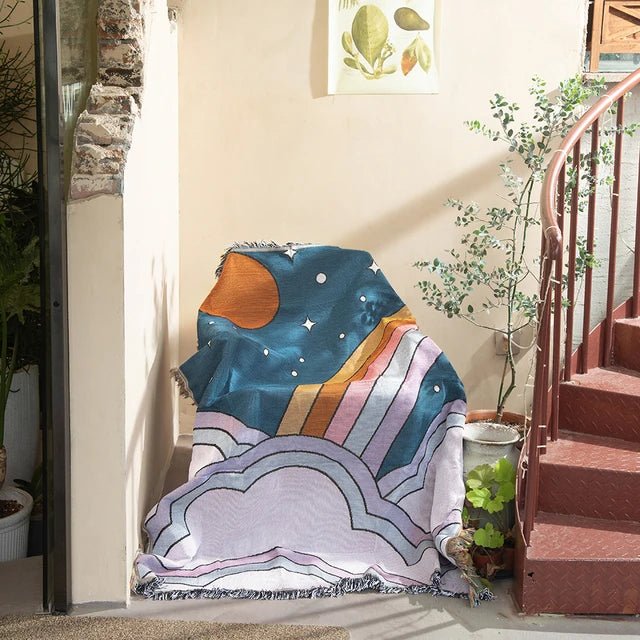 Maliben Abstract Woven Wall Tapestry Throw Blanket
