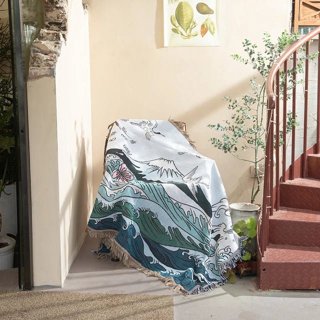 Maliben Abstract Woven Wall Tapestry Throw Blanket
