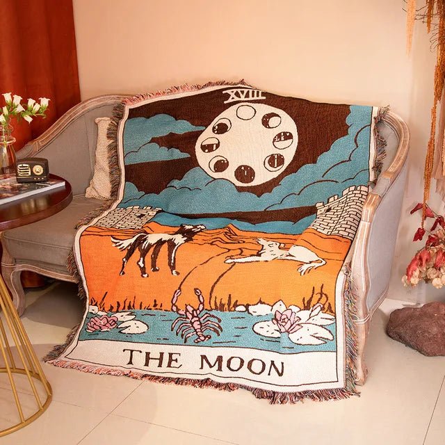 Maliben Abstract Woven Wall Tapestry Throw Blanket