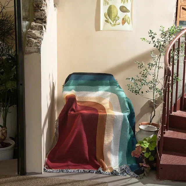 Maliben Abstract Woven Wall Tapestry Throw Blanket