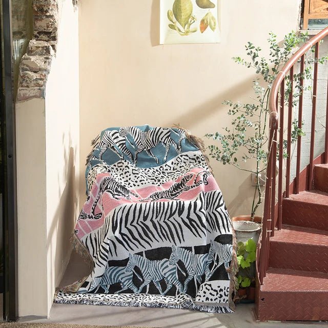 Maliben Abstract Woven Wall Tapestry Throw Blanket