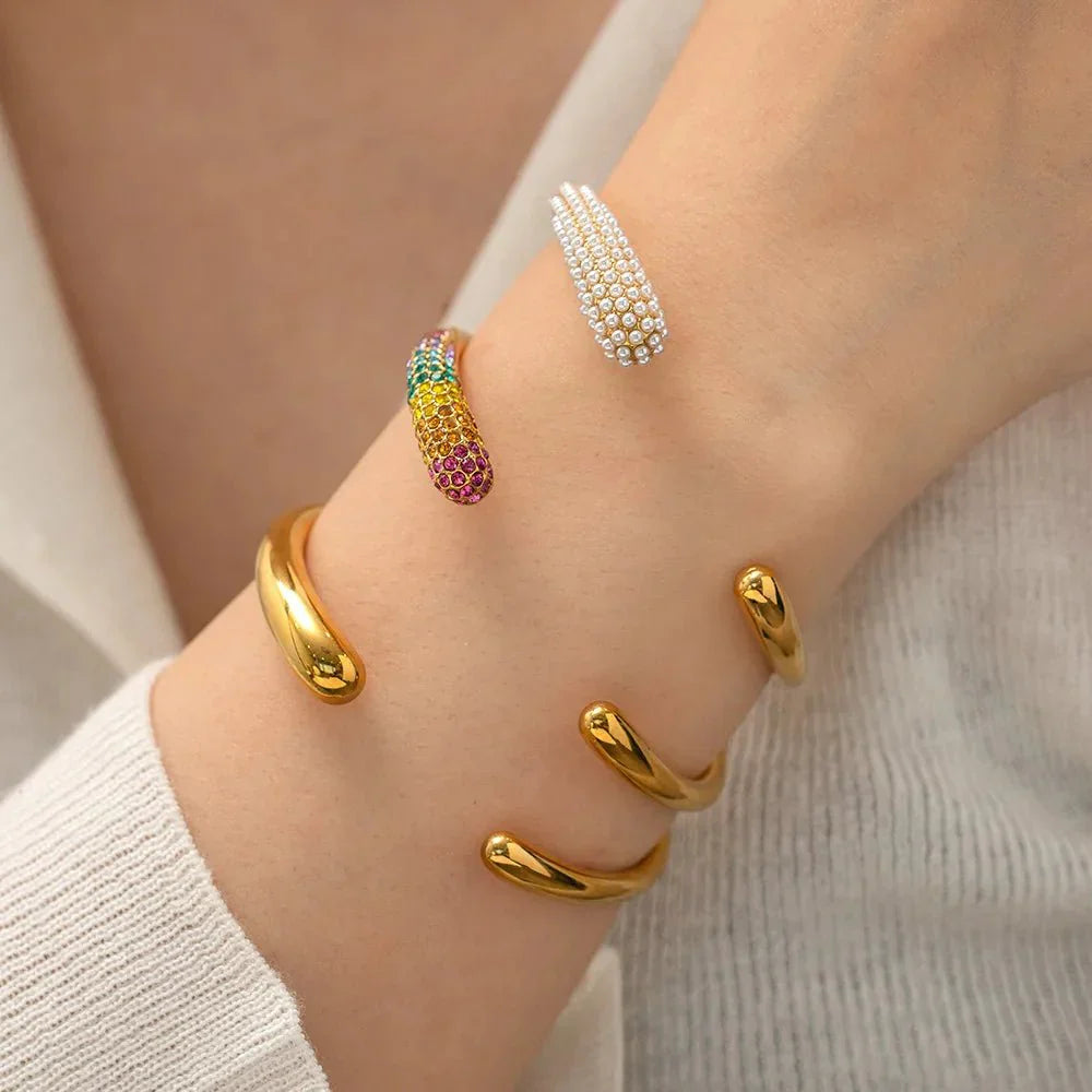 Maliben | Accented Classy Bangle Cuff Bracelets