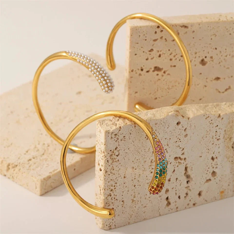 Maliben | Accented Classy Bangle Cuff Bracelets