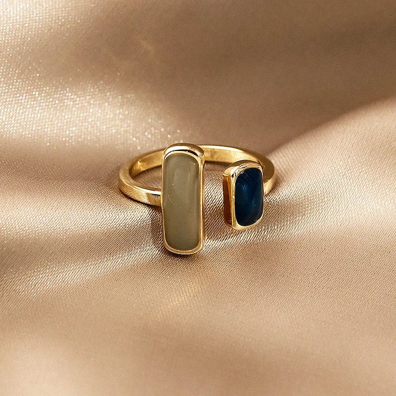 Maliben | Adjustable Asymmetric Blue Square Rings