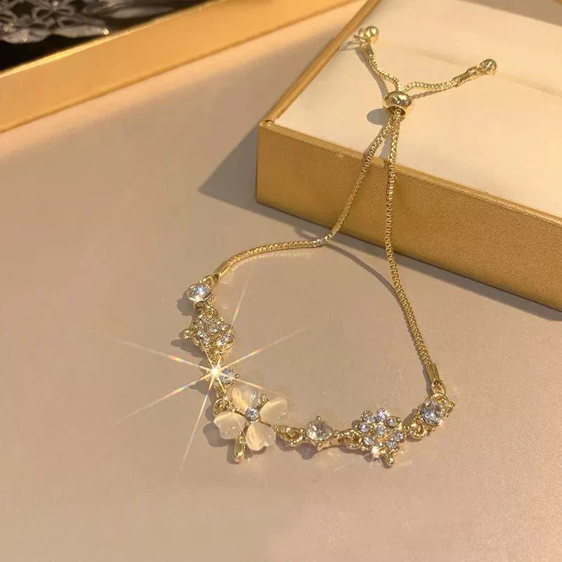 Maliben | Adjustable Lucky Four Leaf Clover Bracelet