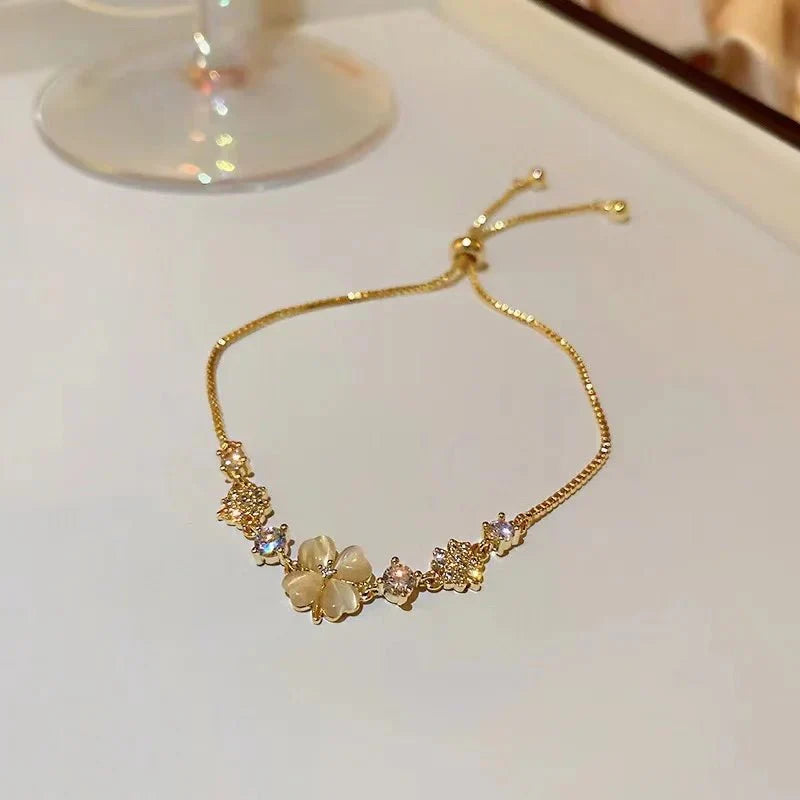 Maliben | Adjustable Lucky Four Leaf Clover Bracelet