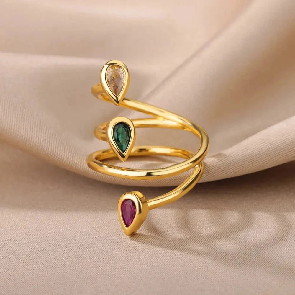 Maliben | Adjustable Multi-Color Water Drop Rings