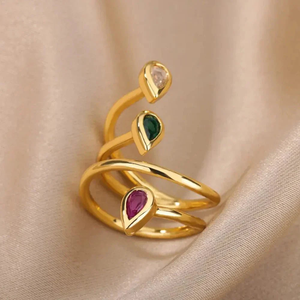 Maliben | Adjustable Multi-Color Water Drop Rings