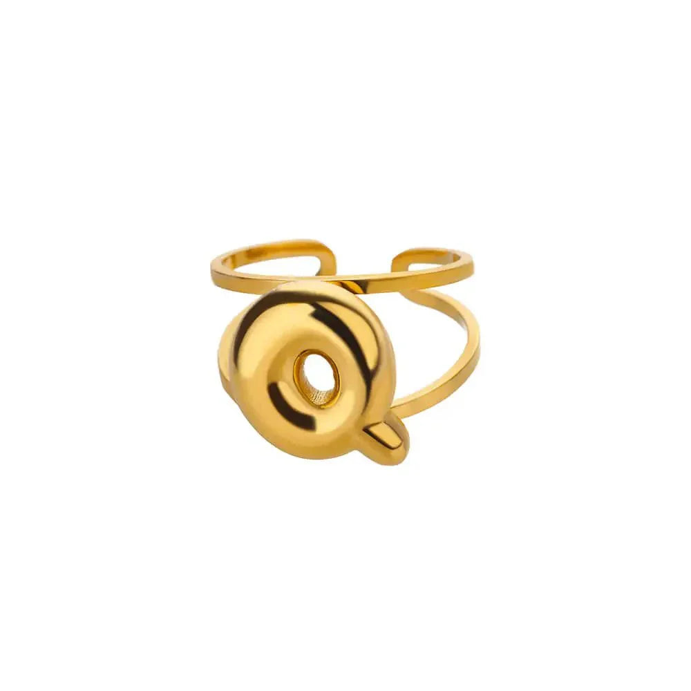 Maliben | Adjustable Open Band Bubble Letter Initial Ring