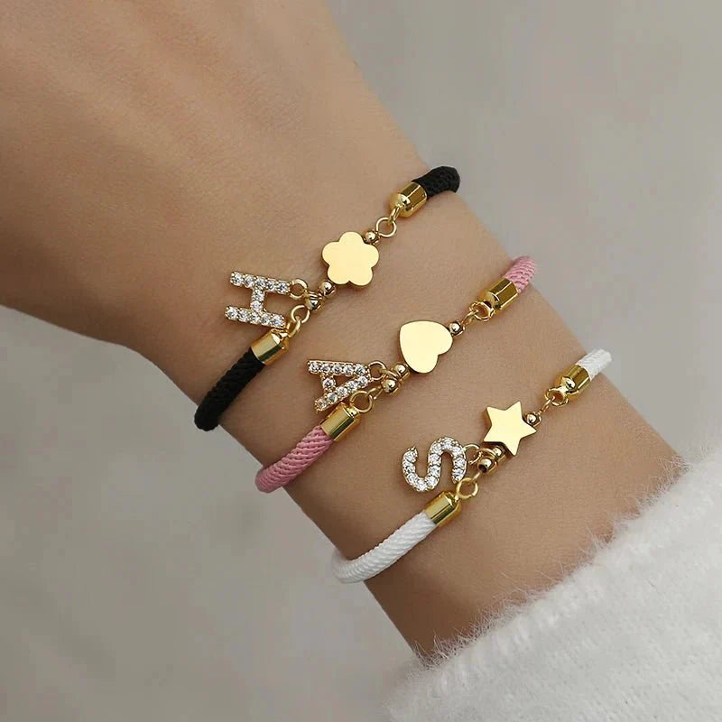 Maliben | Adjustable Shape Letter Initial Bracelets