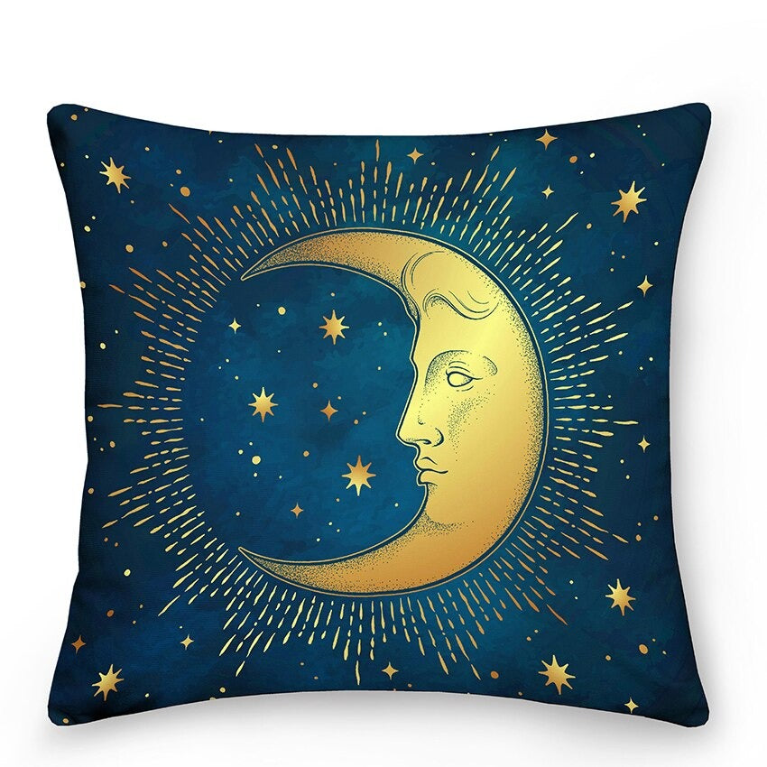 Maliben | Decorative Cushions With Sun And Moon In Astrological Style