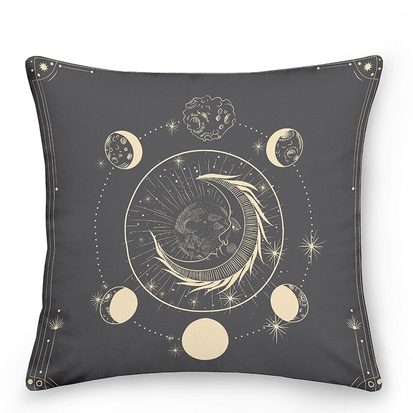 Maliben | Decorative Cushions With Sun And Moon In Astrological Style