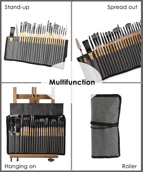 Maliben | Artist Paint Brush Set | 24 Nylon Brushes With 7 Shapes & Palette Knife | Acrylic, Oil & Watercolor