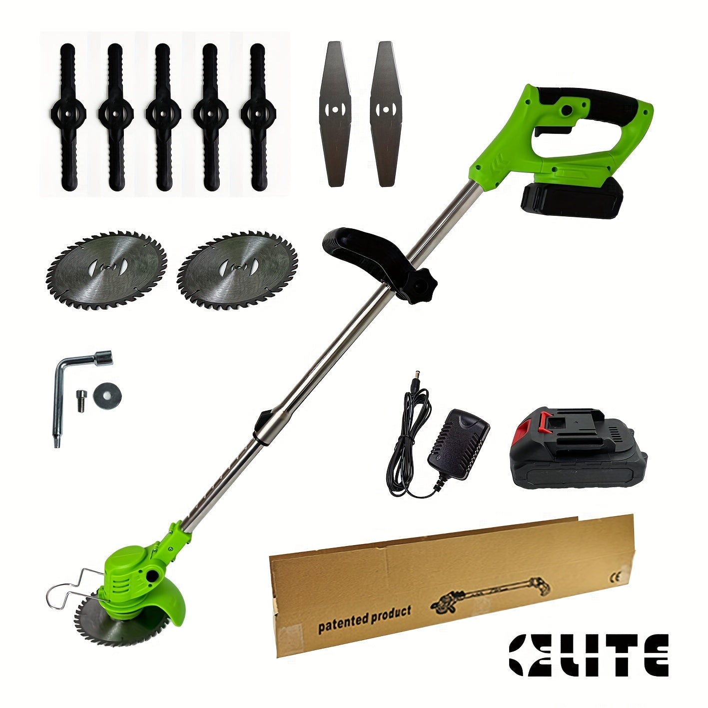 Maliben | Battery Lawn Trimmer Grünkraft | Cordless & Adjustable | Multiple Blade Attachments | Lightweight & Portable