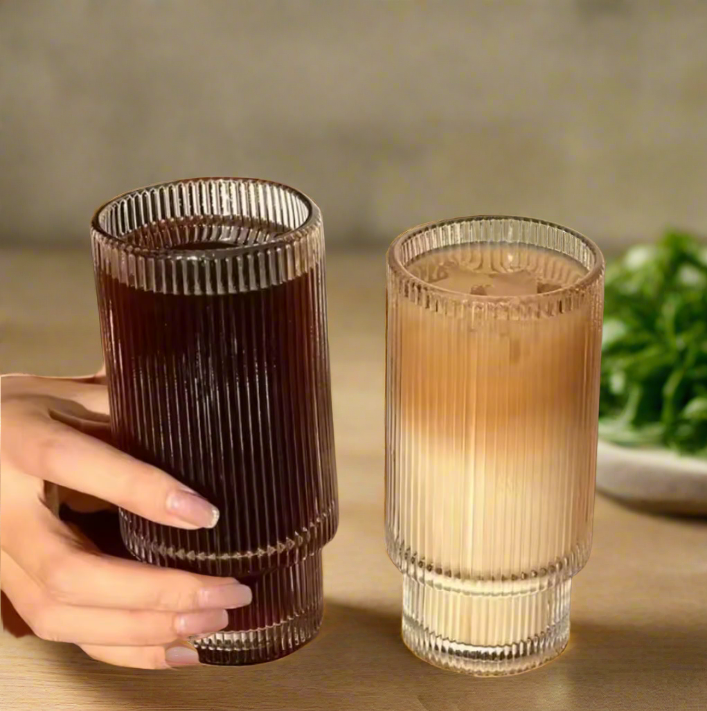 Maliben | 6Pc Ribbed Glasses Black